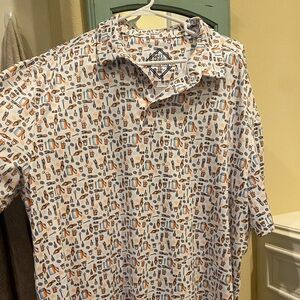 BURLEBO White and Blue Patterned Polo Shirt